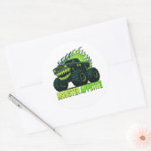 Monster Truck Horror Flame ラウンドシール (封筒)