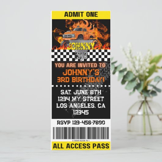Monster Truck Orange Flames Invite 招待状 (スタンド正面)