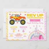 Monster Truck & Princess Joint Birthday Invitation 招待状 (正面)