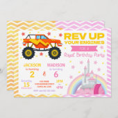 Monster Truck & Princess Joint Birthday Invitation 招待状 (正面/裏面)
