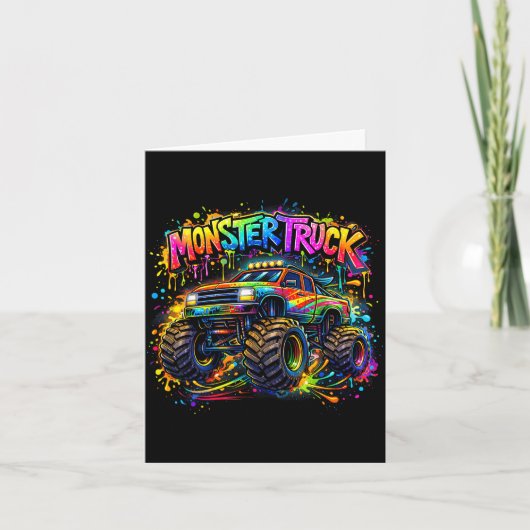 Monster truck retro colorful graffiti toddlers カード (正面)
