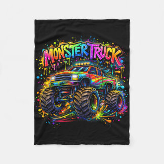 Monster truck retro colorful graffiti toddlers フリースブランケット