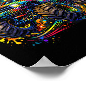 Monster truck retro colorful graffiti toddlers ポスター (角)