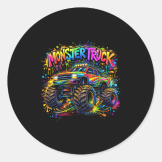Monster truck retro colorful graffiti toddlers ラウンドシール