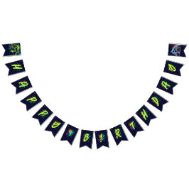 Monster Truck Shark Birthday バンティングフラッグ