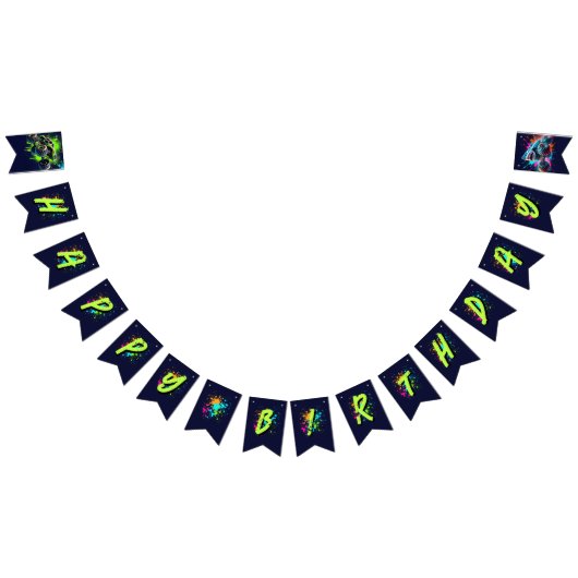 Monster Truck Shark Birthday バンティングフラッグ (全)