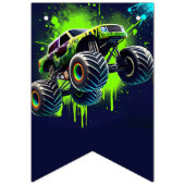 Monster Truck Shark Birthday バンティングフラッグ (第1の旗)