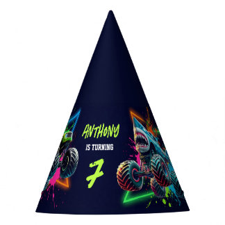 Monster Truck Shark Birthday  パーティーハット