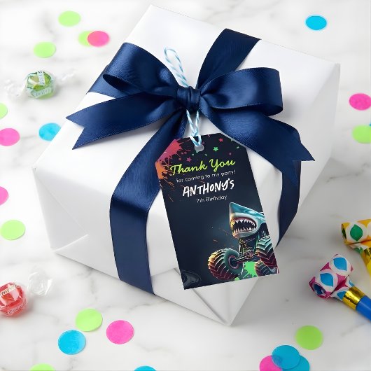 Monster Truck Shark Birthday Napkins ギフトタグ