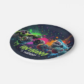 Monster Truck Shark Birthday Paper Plates ペーパープレート (アングル)
