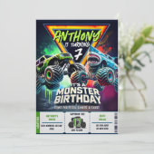 Monster Truck Shark invitation Boy Party 招待状 (スタンド正面)