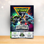 Monster Truck Shark invitation Boy Party 招待状