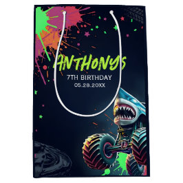 Monster Truck Shark Party Gift Bag ミディアムペーパーバッグ