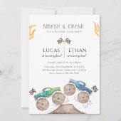 Monster Truck Siblings Joint Birthday Party 招待状 (正面)