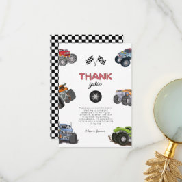 Monster truck, start your engine boy birthday  サンキューカード