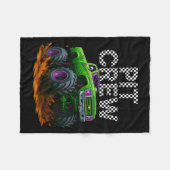 Monster Truck T Crew Family Matching Birthday Part フリースブランケット (正面(横))