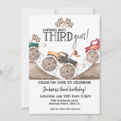 Monster Truck THIRD Gear 3rd birthday kids 招待状 (正面)