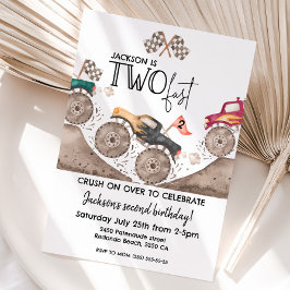 Monster Truck TWO FAST 2nd kids birthday 招待状