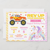 Monster Truck & Unicorn Joint Birthday Invitation 招待状 (正面)