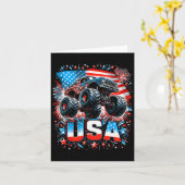 Monster Truck Usa American Flag 4th Of July  カード (黄色い花)
