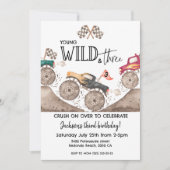 Monster Truck YOUND WILD & THREE 3rd birthday kids 招待状 (正面)