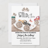 Monster Truck Young Wild Three Birthday invite  招待状 (正面)