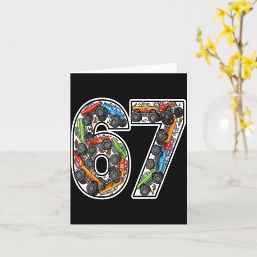 Monster Trucks 67 Meme Funny Design For Boys Kids  カード (黄色い花)