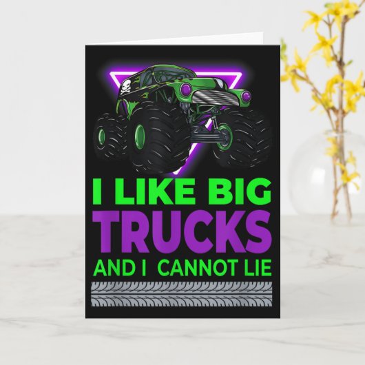 Monster Trucks - I Like Big Trucks And I Cannot Li カード (黄色い花)