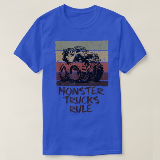 Monster Trucks Rule - Retro Vintage Monster Truck Tシャツ (デザイン正面)