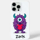 Monster Valentine Heart Cartoon Personalize Name Case-Mate iPhoneケース (裏面)