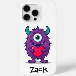 Monster Valentine Heart Cartoon Personalize Name iPhone 15 Pro Maxケース