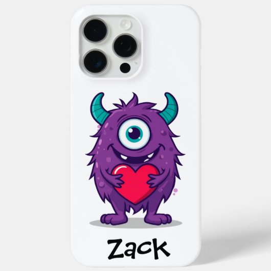 Monster Valentine Heart Cartoon Personalize Name Case-Mate iPhoneケース (裏面)