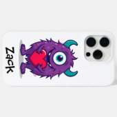 Monster Valentine Heart Cartoon Personalize Name Case-Mate iPhoneケース (裏面 (横))
