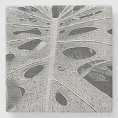 Monsteraのシルクスクリーン ストーンコースター (正面)