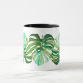 Monsteraのトリオの水彩画はコップを去ります マグカップ (中央)