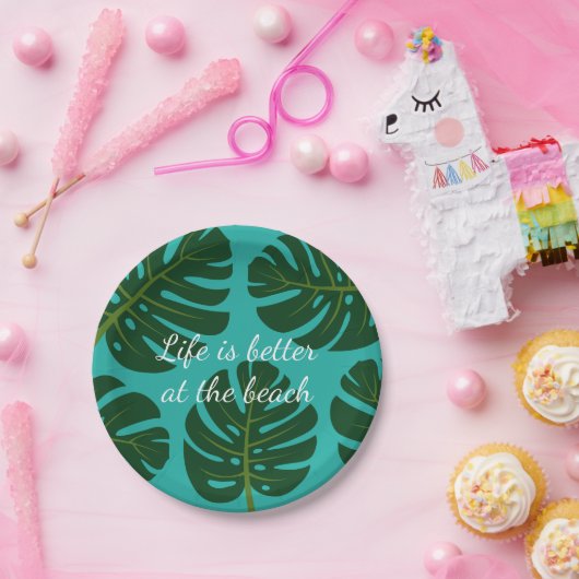 Monsteraの熱帯シュロの葉の花の紙皿 ペーパープレート (パーティー)