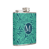 Monsteraの熱帯葉パターン|モノグラム フラスク (右)