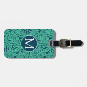 Monsteraの熱帯葉パターン|モノグラム ラゲッジタグ (正面横)
