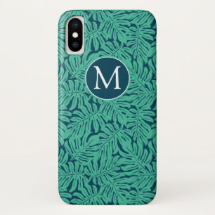 Monsteraの熱帯葉パターン モノグラム iPhone x ケース
