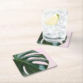 Monsteraの熱帯葉 スクエアペーパーコースター (インサイチュ)