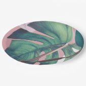 Monsteraの緑の葉 ペーパープレート (アングル)