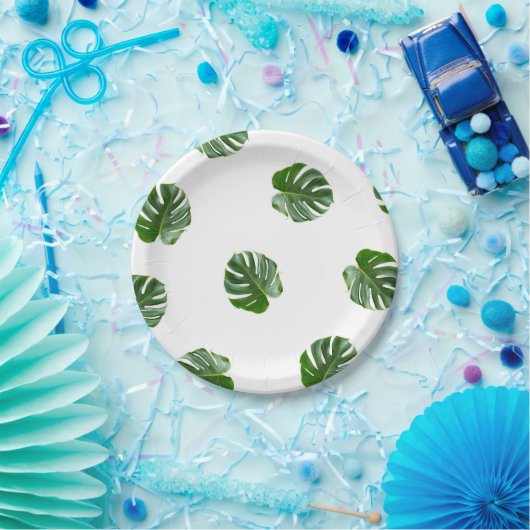 Monsteraの葉のプリントの熱帯紙皿 ペーパープレート (パーティー)