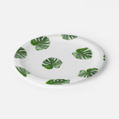Monsteraの葉のプリントの熱帯紙皿 ペーパープレート (アングル)