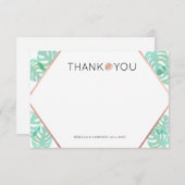 Monsteraの葉及びばら色の金ゴールド ノートカード (正面/裏面)