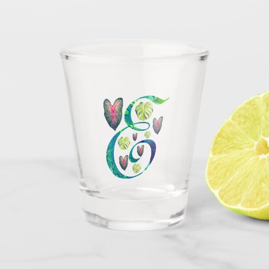 Monsteraアルファベット「E」 ショットグラス (正面)