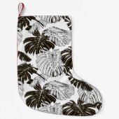 Monsteraモノクロ:白黒シームレス。 スモールクリスマスストッキング (正面)