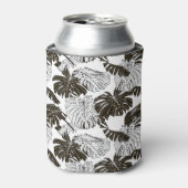 Monsteraモノクロ:白黒シームレス。 缶クーラー (缶正面)