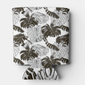 Monsteraモノクロ:白黒シームレス。 缶クーラー (裏面)