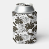 Monsteraモノクロ:白黒シームレス。 缶クーラー (缶裏面)