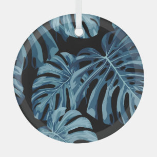 Monstera植物:青葉色の植物。 ガラスオーナメント